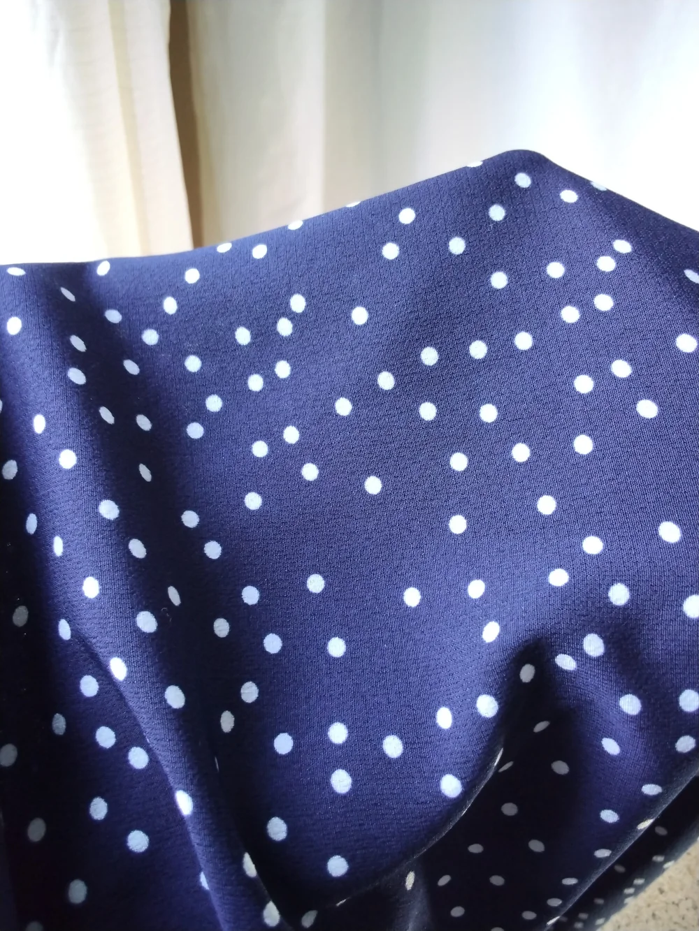 Navy Polka Dot Ruffle V-Neck Women's Dress